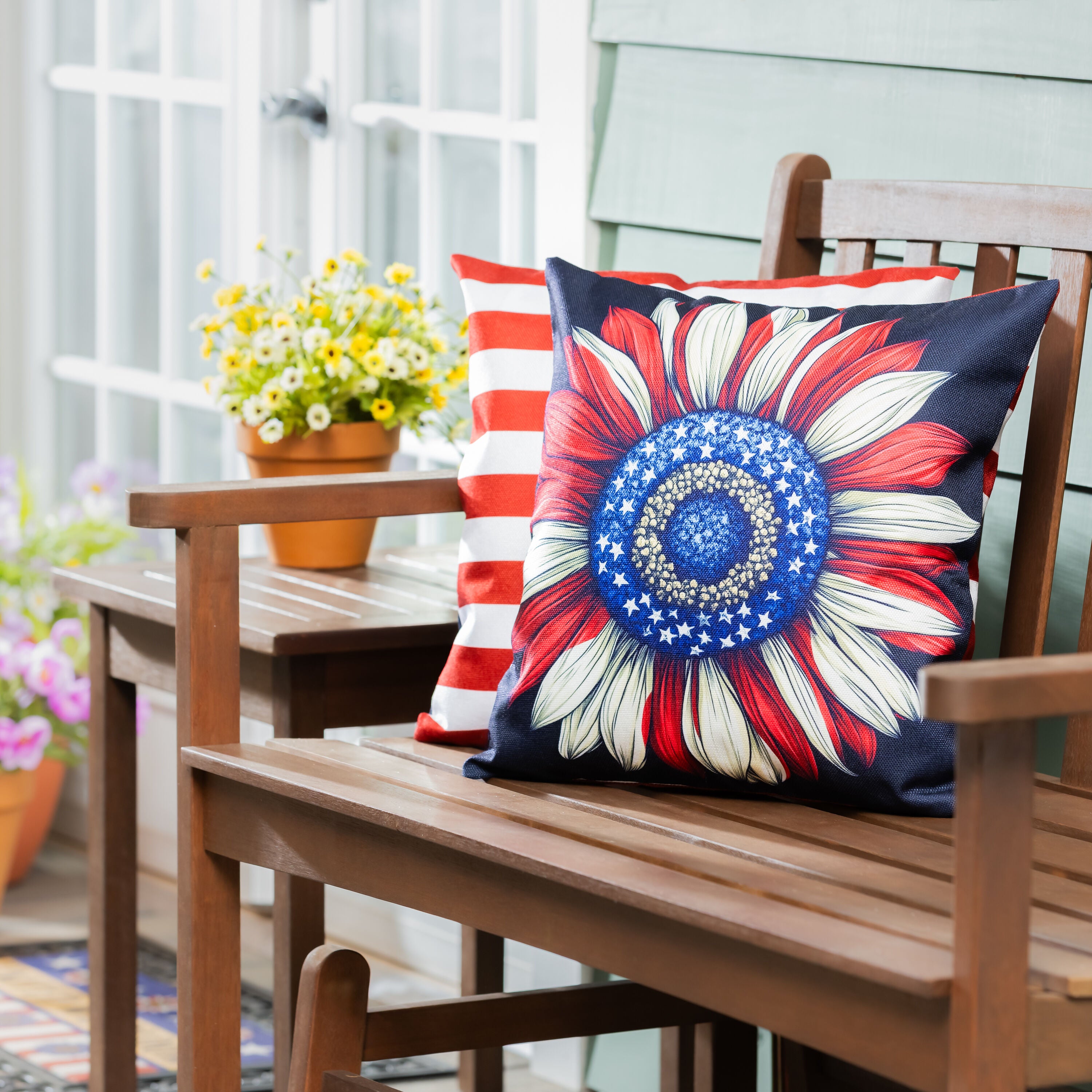 Patriotic Vibrant Sunflower Pillow Cover