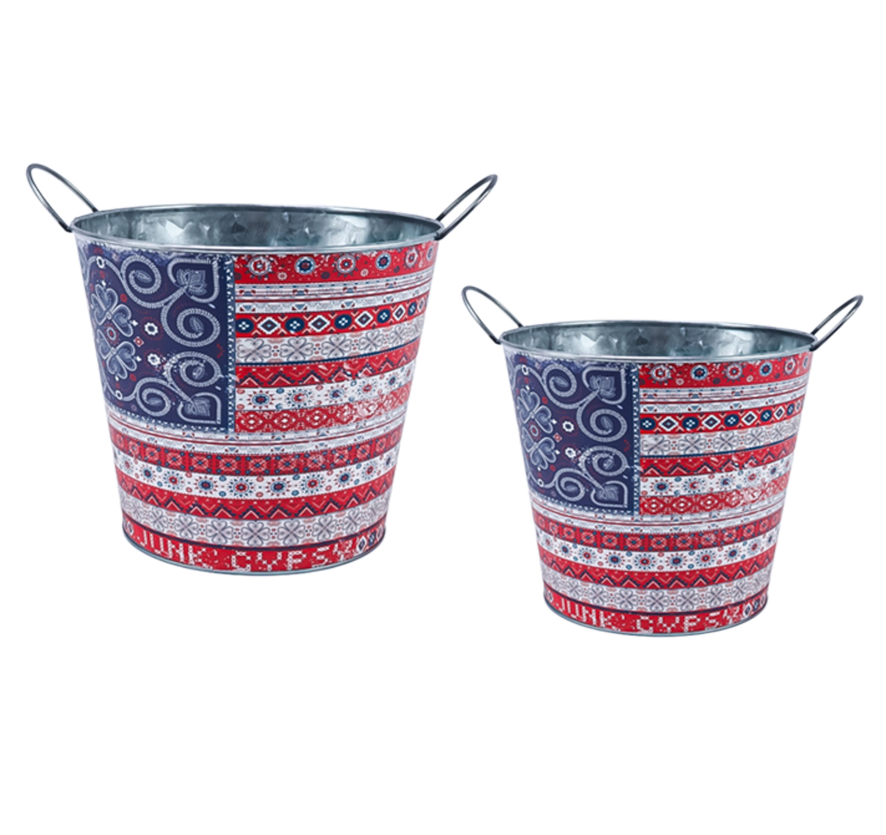 Americana BOHO by JG, Metal Planter, Nested Set of 2