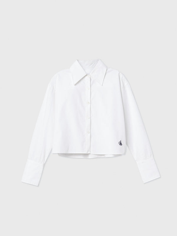 Cropped Cotton Button Down Shirt