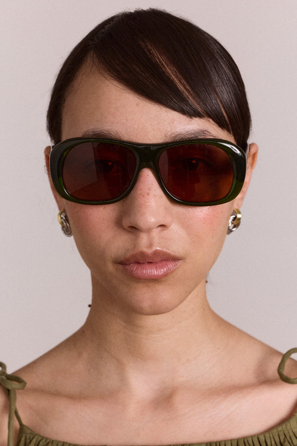 oversized aviator sunglasses - green