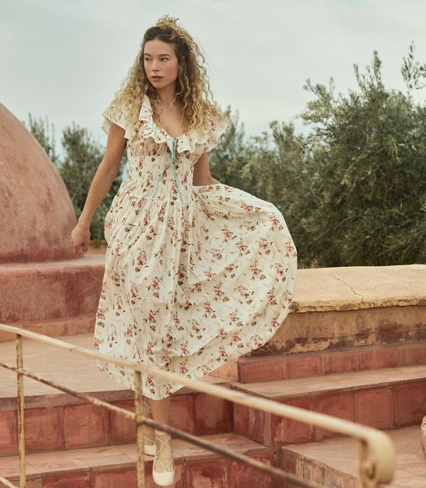 ILLIANA DRESS -- BLANC PRAIRIE ROSE