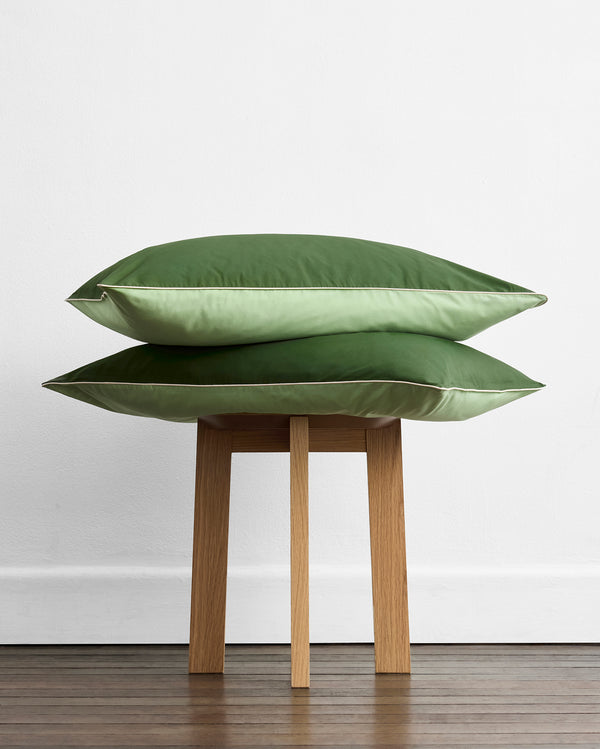 Moss, Apple & Vanilla Piped 100% Organic Cotton Percale Pillowcases (Set of Two)