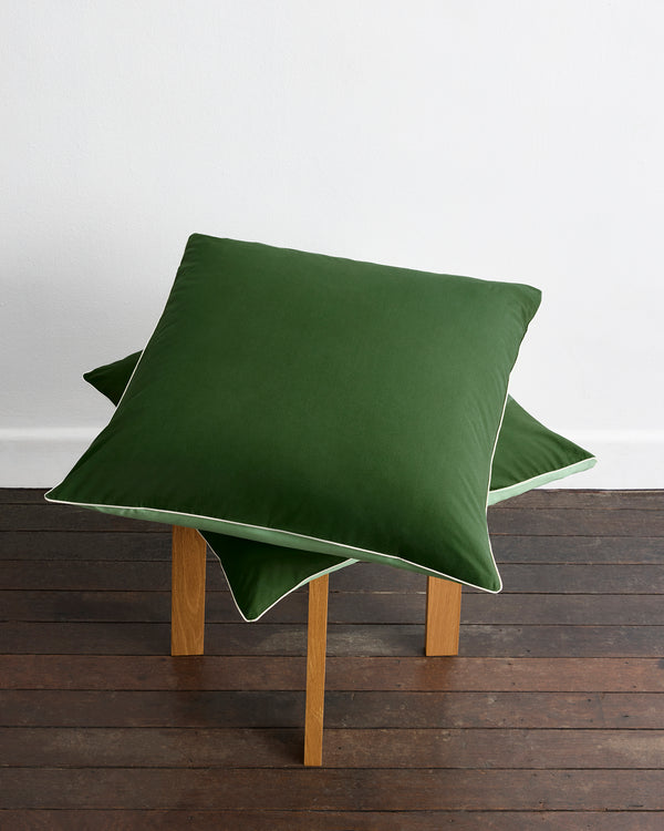 Moss, Apple & Vanilla Piped 100% Organic Cotton Percale European Pillowcases (Set of Two)