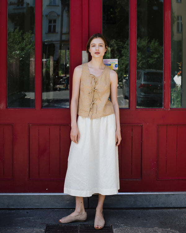 SION gathered linen skirt
