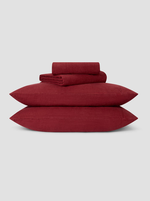 Rhubarb Linen Blend Sheet Set