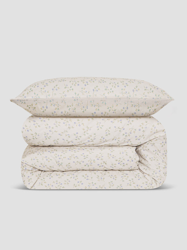 Cream Spring Sprig Kids Floral Cotton Bedding Set