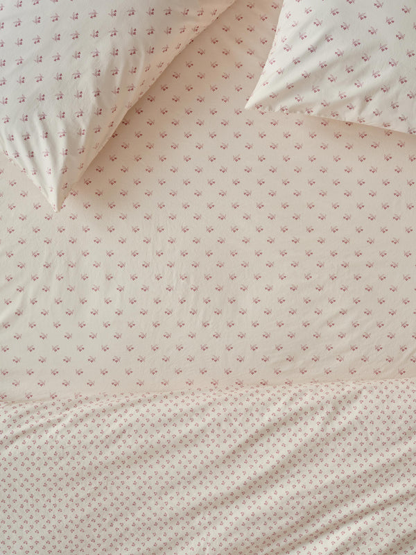 Dusty Pink Martha Floral Cotton Fitted Sheet