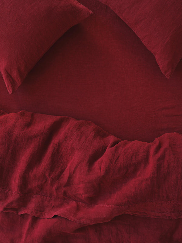 Rhubarb Linen Blend Fitted Sheet