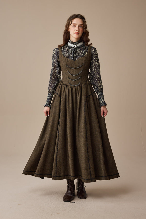 Vintage victorian corset dress with Metal Chain