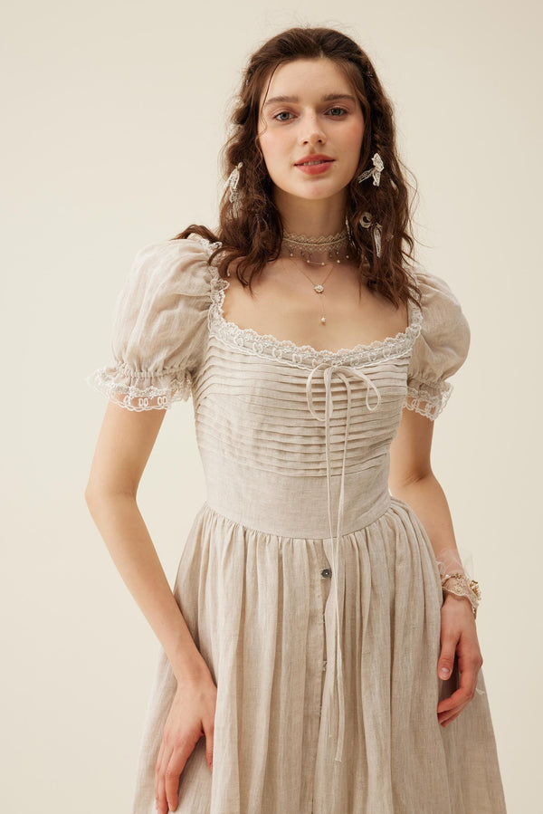 Monet Haze 26 | Fairy layered Linen Dress with pintucks