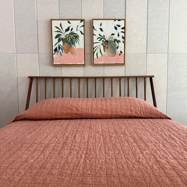 Sale Rose Clay Quilted Linen Coverlet