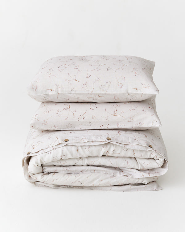 Memory garden print linen duvet cover set