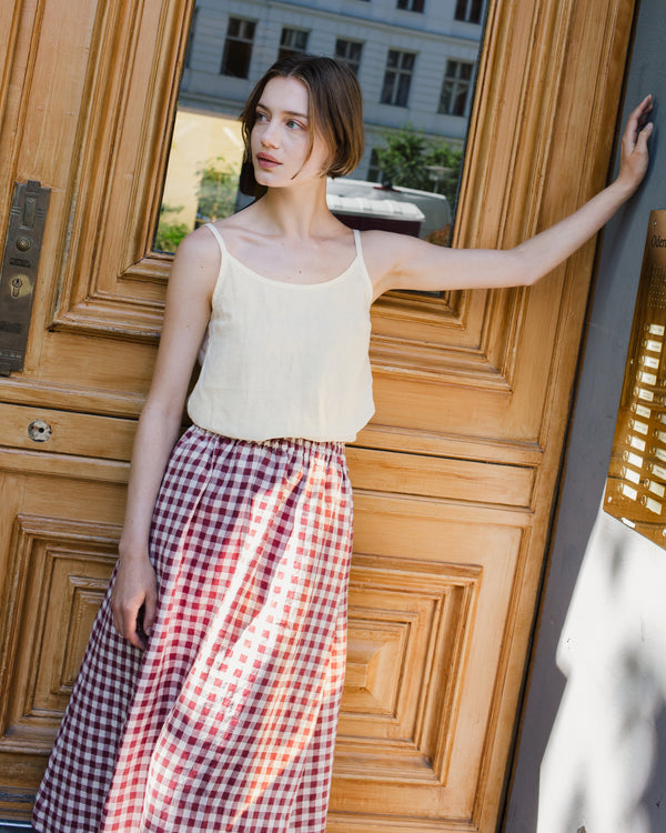 SION gathered linen skirt