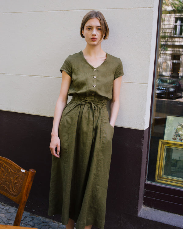 REINE waisted linen dress