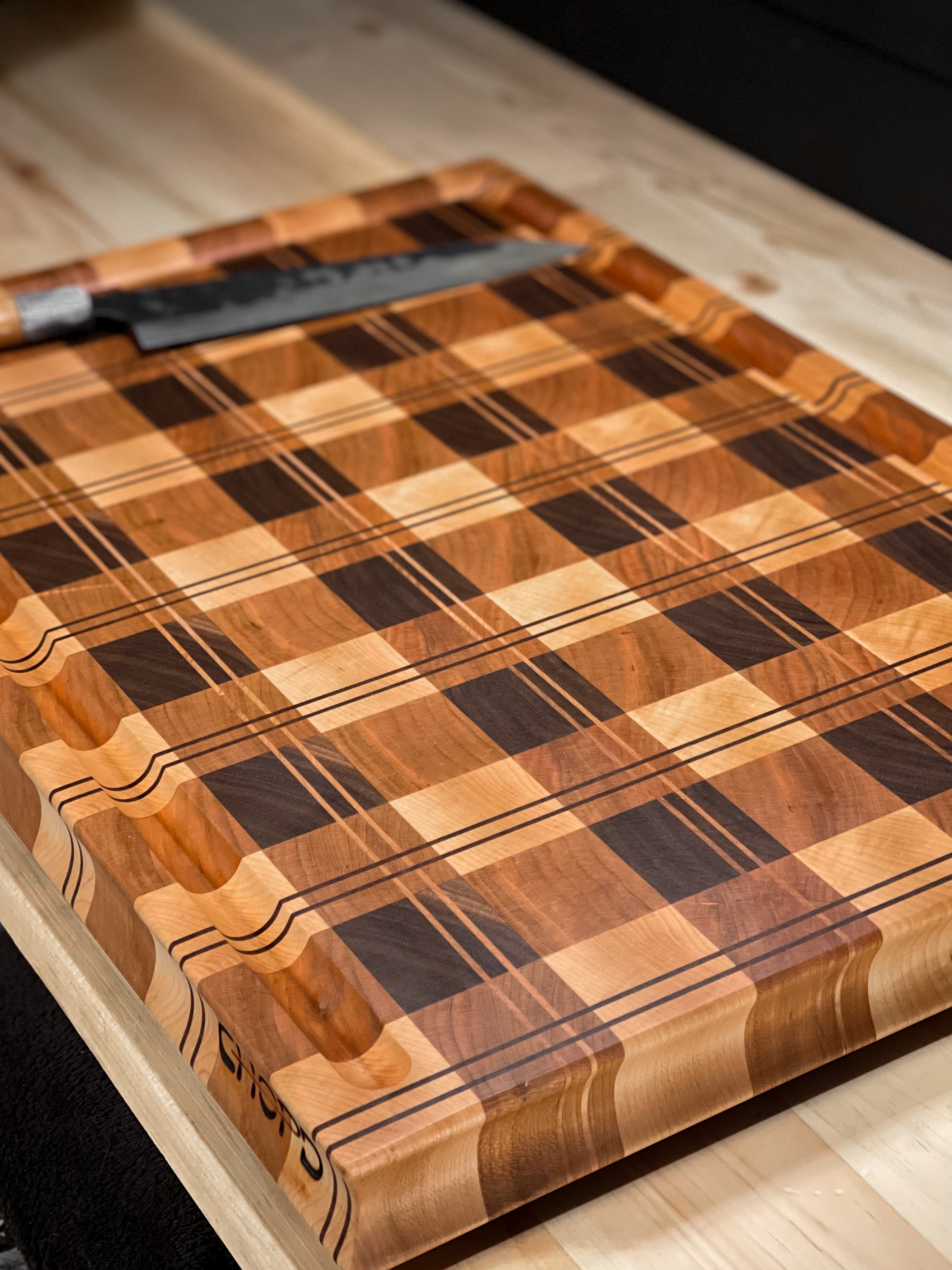 Heirloom Edition -Tartan Plaid End Grain Cutting Board (22.75" x 15.5" x 1.75")