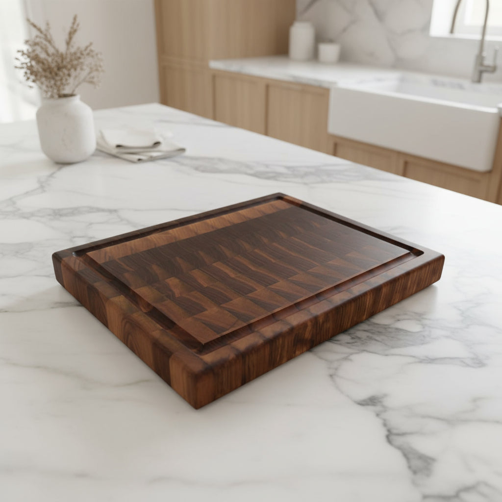 Walnut End Grain Cutting Board "The Hawthorne" 12"