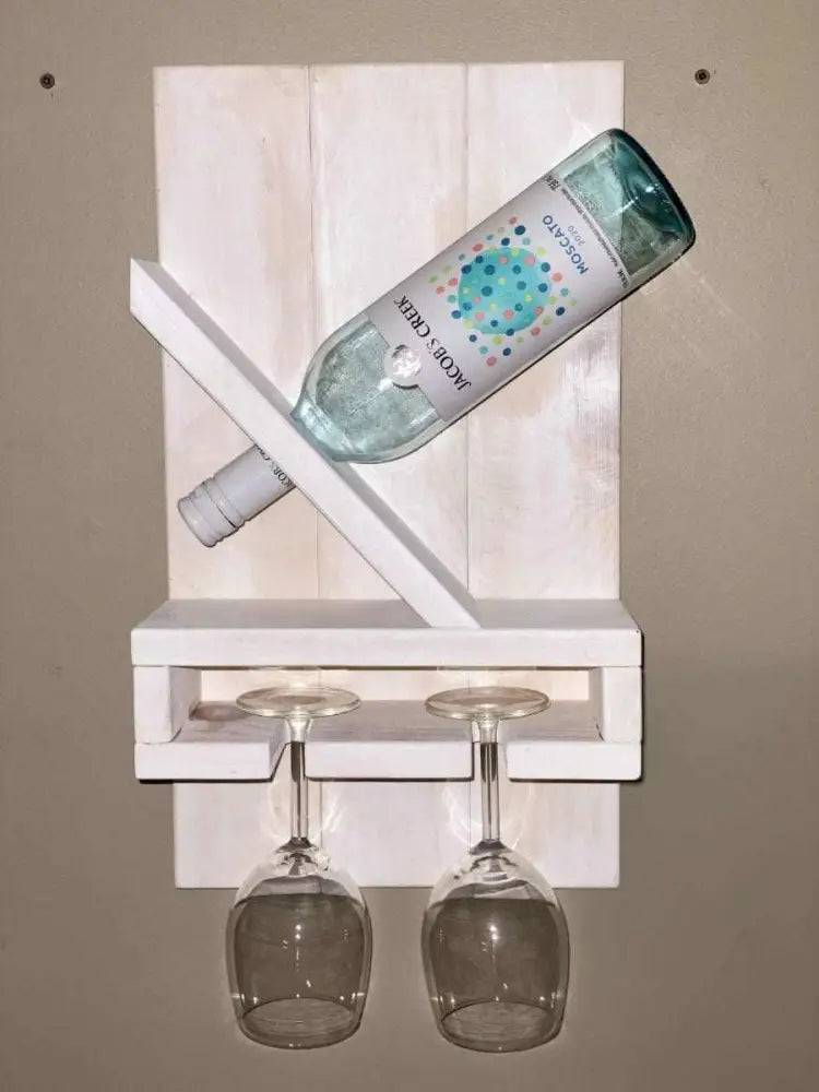 Single Wine Bottle & Glass Holder - Handcrafted Pine Wood