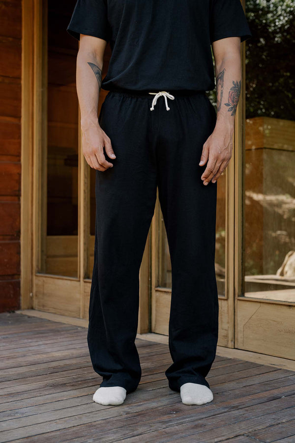 Men's Organic Straight Leg Lounge Pants in Black