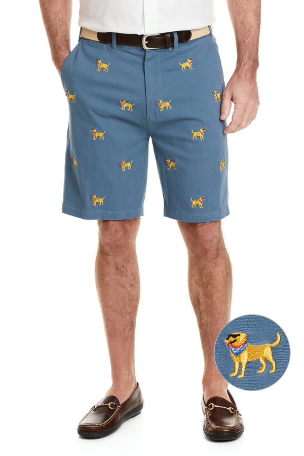 Cisco Short Stretch Twill Blue Storm with Patriotic Dog