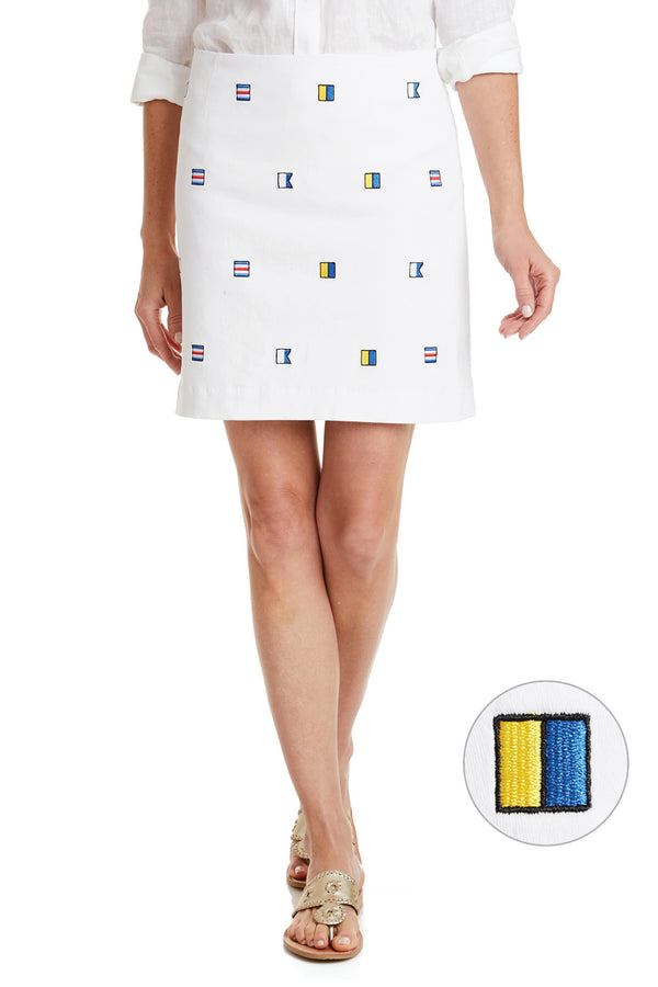 Ali Skirt White with Signal Flags