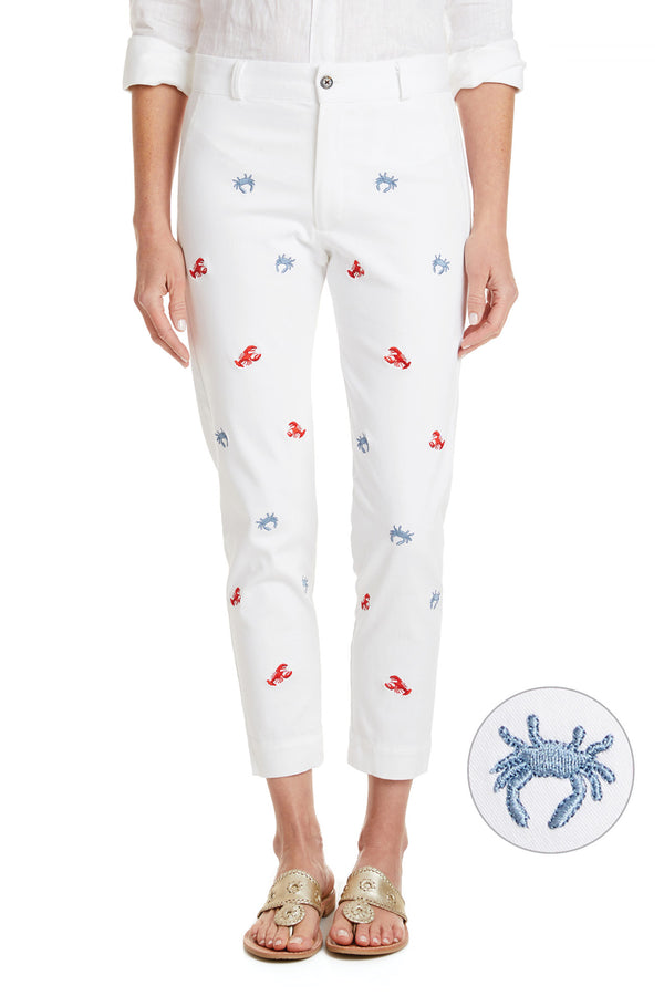 Ankle Capri White with Lobster and Crab