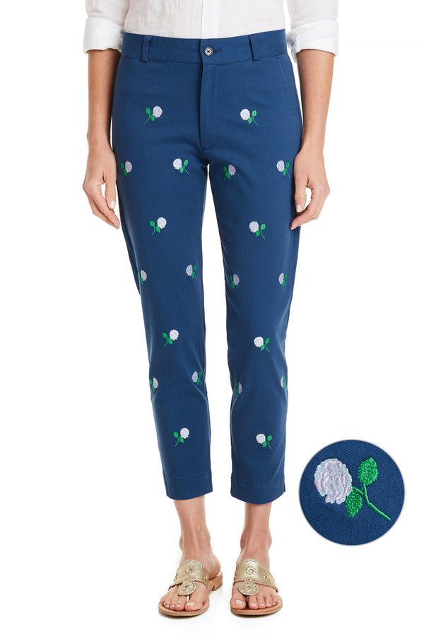 Ankle Capri Nantucket Navy with Hydrangea
