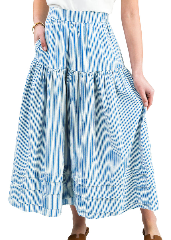 Eliza Skirt in Blue Stripe