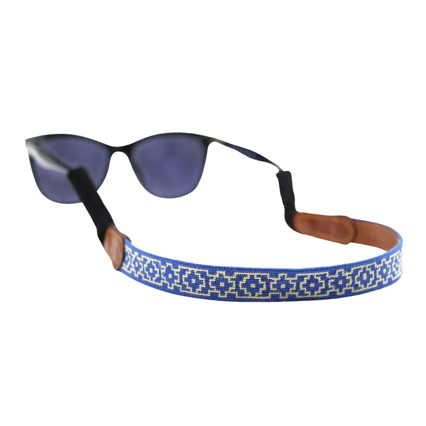 Claiborne Sunglass Strap (Blueberry-Light Khaki)