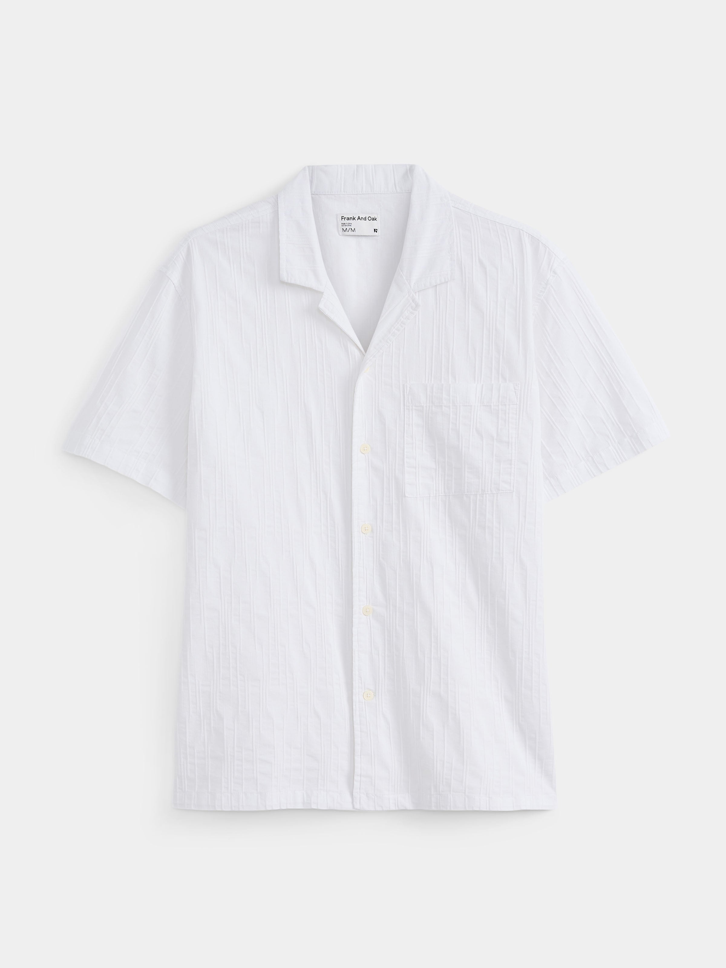 The Textured Camp Collar Shirt in White