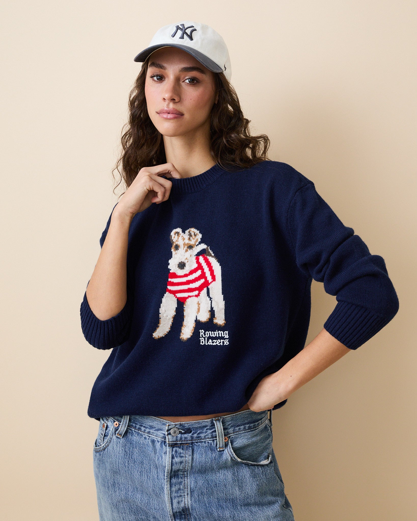 Women's Cashmere Terrier Sweater Navy