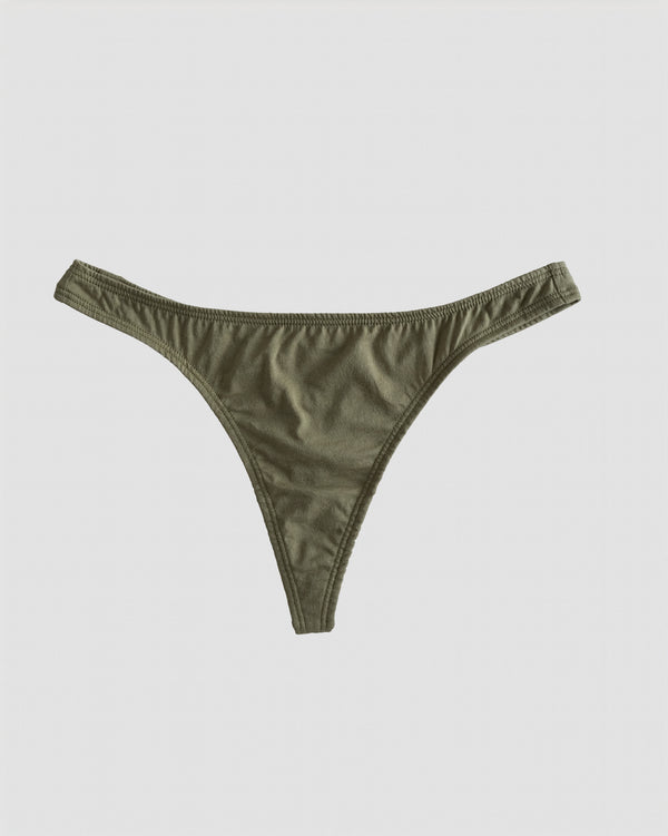 Cotton Thong - Olive
