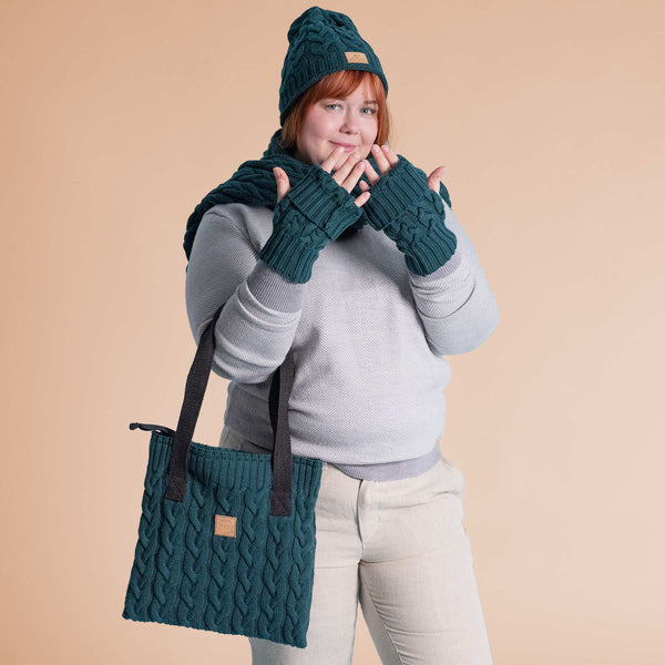 ITALY Organic Merino Wool Satchel Bag (12.4”x12.6”) (Certified Organic, Not Superwashed, YKK Zippers, Hemp Shoulder Strap) (99.8% Biodegradable)