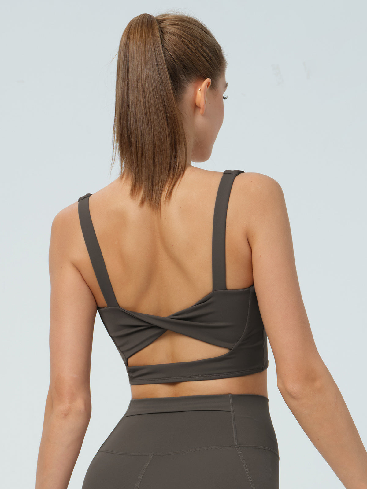 Dark Coffee Twist Sports Bra - Light Support