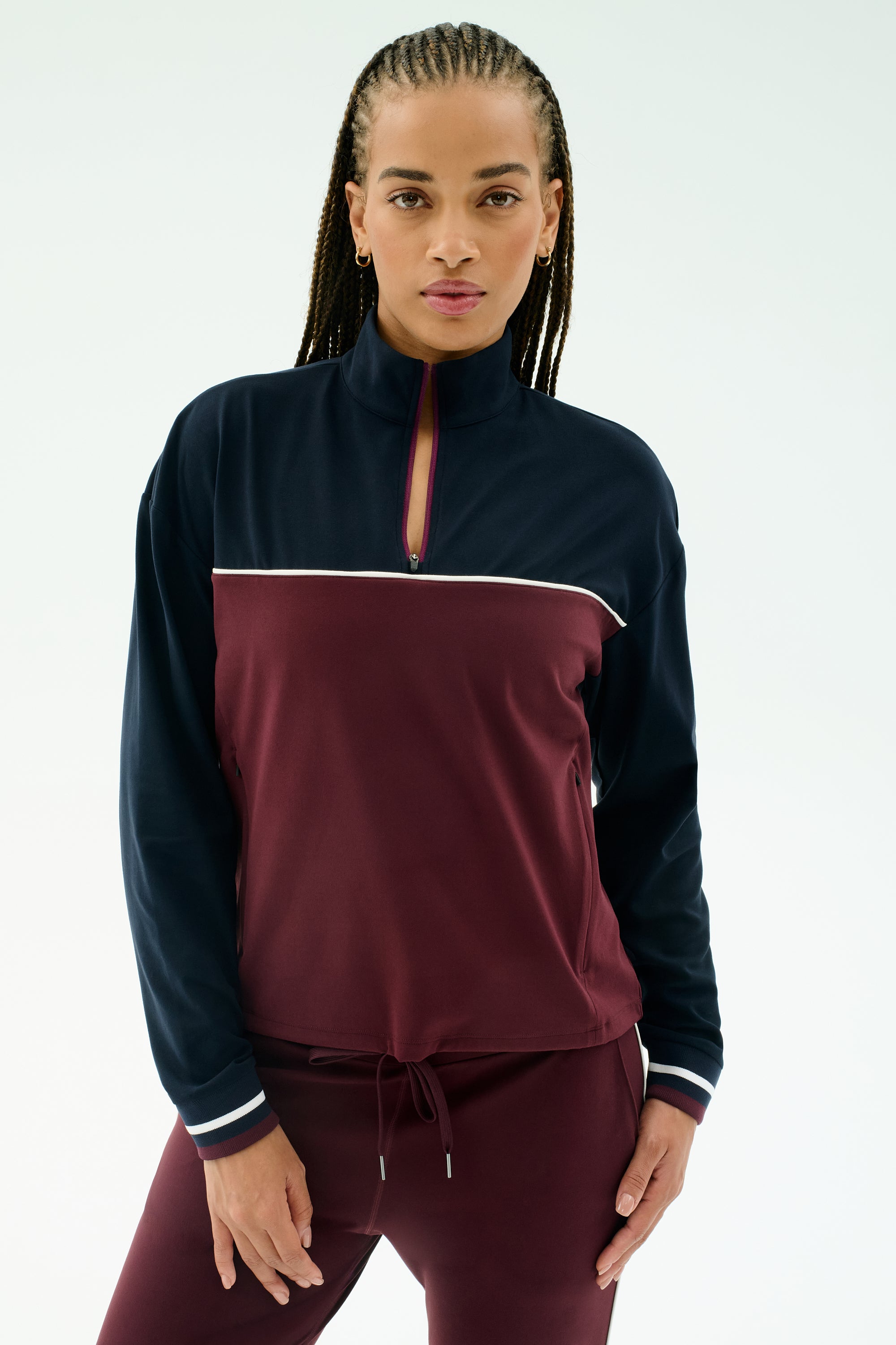 Millie Airweight Half Zip - Dark Cherry/Indigo