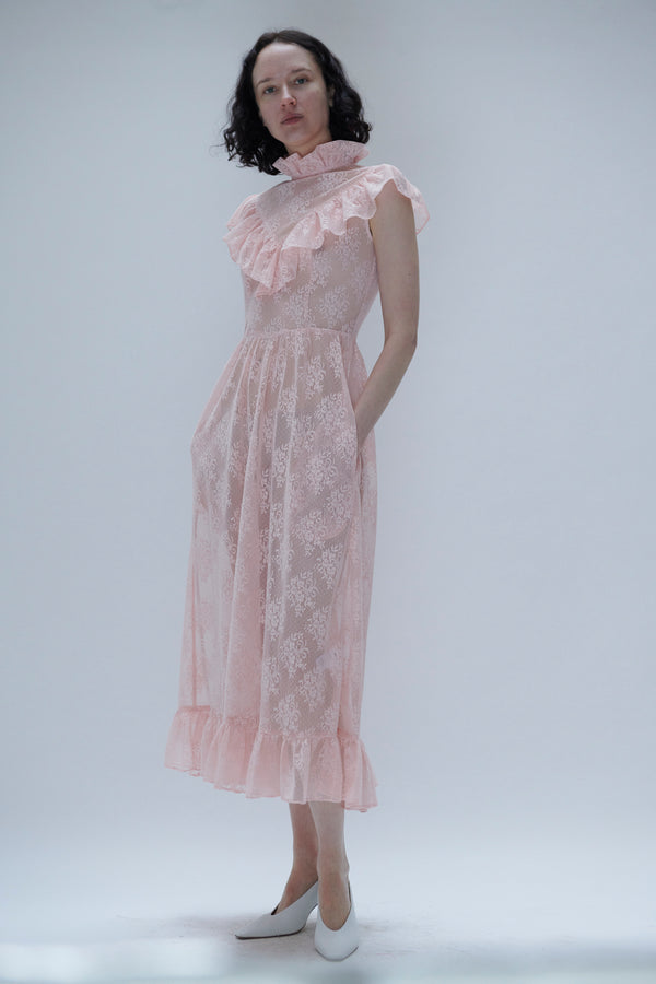 Caroline Dress in Pink Lace