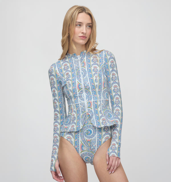 The Alexia Rashguard - Blue Corsica Paisley