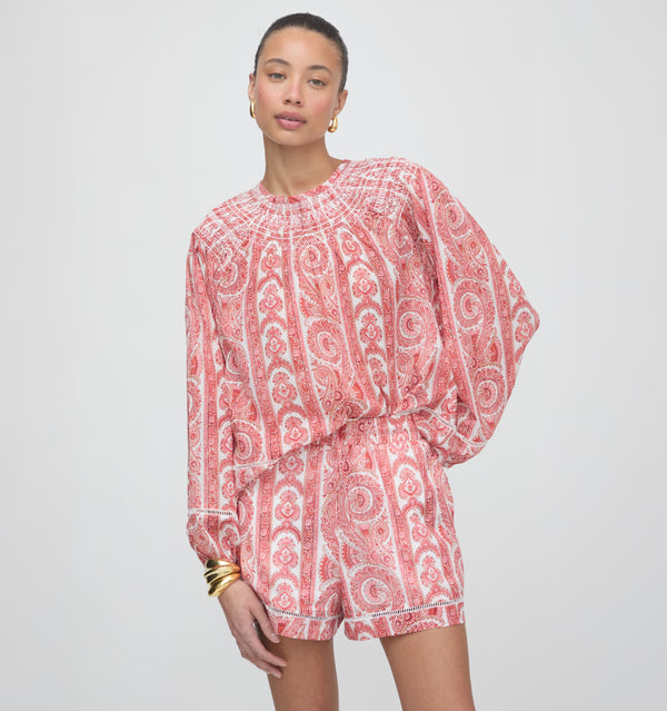 The Audrey Short - Coral Corsica Paisley