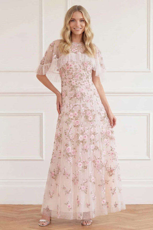 Eden Rose Cape Ankle Gown