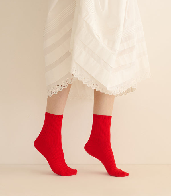 COLLÉGIEN ANKLE SOCK -- COQUELICOT