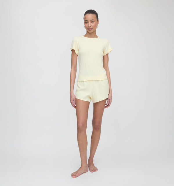 The Coco Pointelle PJ Set - Butter Yellow