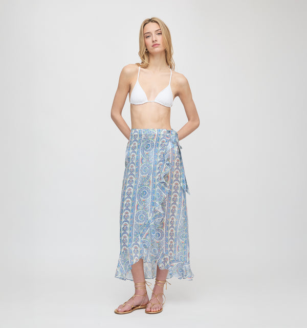 The Carlyle Skirt - Blue Corsica Paisley