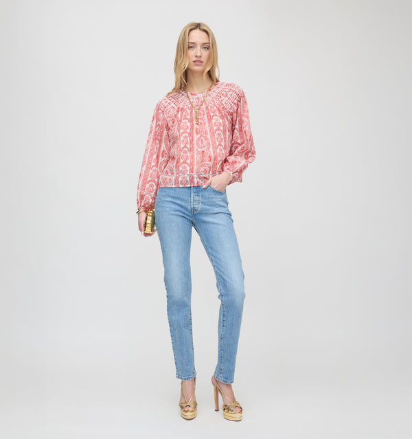 The Skye Top - Coral Corsica Paisley