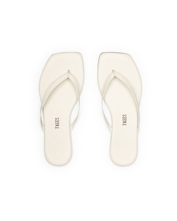 TKEES - Square Toe Lily Cream Flip Flops