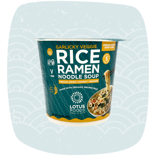 Garlicky Veggie Rice Ramen Noodle Soup with Freeze-Dried Chunky Veggies