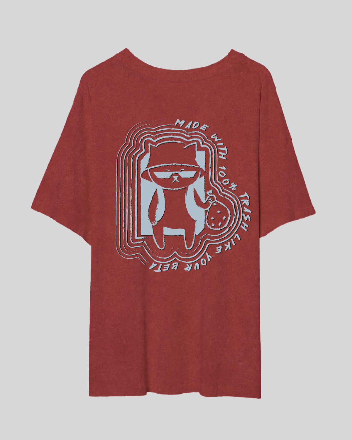 Hitorii Trash Like Your Beta | Oversized Tee | Stonewashed Maroon