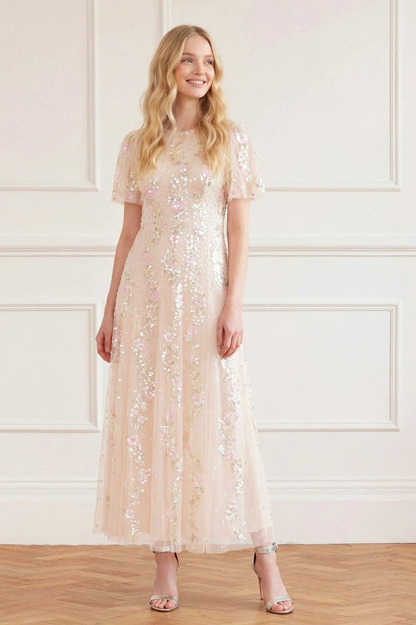 Confetti Round Neck Ankle Gown