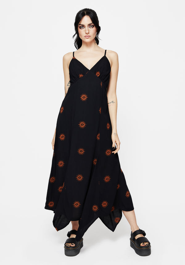 Solstice Embroidered Cami Hanky Hem Midaxi Dress