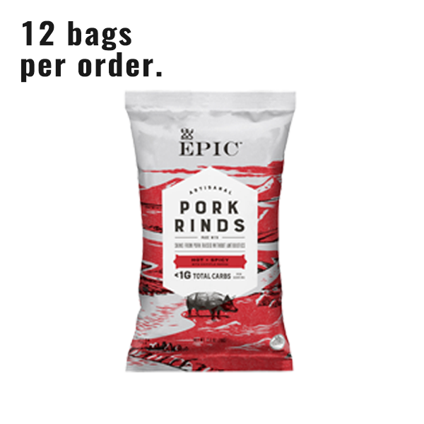 Hot + Spicy Pork Rinds (Box of 12)