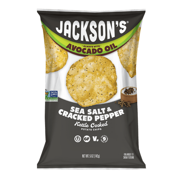 Sea Salt & Cracked Pepper Kettle Chips in Avocado Oil 5oz (Pack of 8)