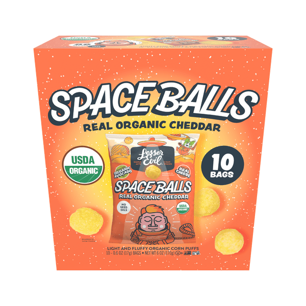 Real Organic Cheddar Space Balls Snack Box
